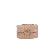 Pinko Puderrosa Faux Patentläder Väska Beige, Dam