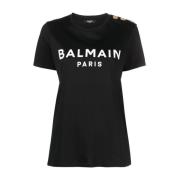 Balmain Klassisk Svart och Vit T-shirt Black, Dam