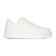 Jil Sander Vita Lädersneakers med Logotyp Präglad White, Herr