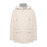 Brunello Cucinelli Beige Yllekappa med Avtagbar Huva Beige, Herr