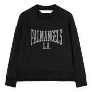 Palm Angels Klassisk College Crew Sweatshirt Black, Dam