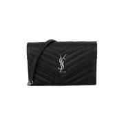 Yves Saint Laurent Vintage Pre-owned Laeder kuvertvskor Black, Dam