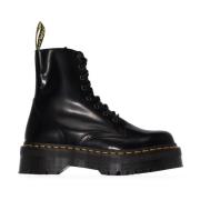 Dr. Martens Svarta Läderstövlar med Gula Sömmar Black, Dam