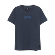 Fendi Blå Jersey Crew Neck Broderad T-shirt Blue, Herr