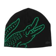 Lacoste Krokodil Broderad Ull Beanie Mössa Blue, Unisex