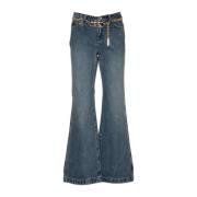 Michael Kors Flare Chain Belt Denim Jeans Blue, Dam