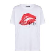 Balmain Grafiskt Tryck Crew Neck T-shirt White, Herr