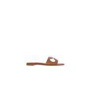 Carolina Herrera Initials Insignia Läder Sandal Brown, Dam