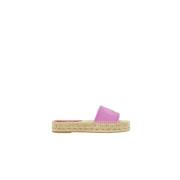 Carolina Herrera Quilted Initials Insignia Leather Espadrilles Pink, D...