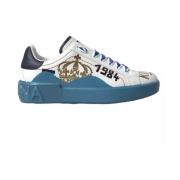 Dolce & Gabbana Tryckt Portofino Låg Topp Sneakers White, Herr