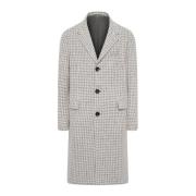 Kiton Houndstooth Cashmere Blend Coat Gray, Herr