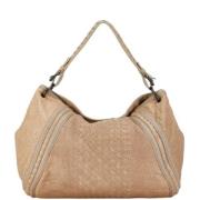 Bottega Veneta Vintage Pre-owned Laeder axelremsvskor Beige, Dam