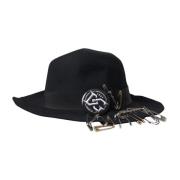 Dolce & Gabbana Svart Fedora Hatt Bred Kulle Ull Black, Herr