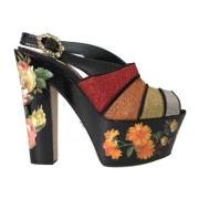 Dolce & Gabbana Multifärgad Floral Crystal Platform Sandaler Multicolo...