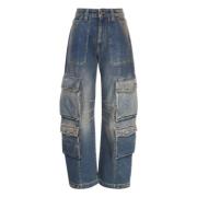 Golden Goose Cargo Denim Jeans med Metallstjärnor Blue, Dam