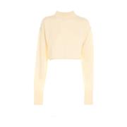 Sportmax Orange Ull Kashmir Crew Neck Sweater Beige, Dam