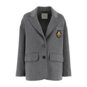 Ermanno Scervino Blazerjacka med slagkrage Gray, Dam