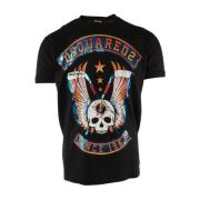 Dsquared2 Svart Bomull T-shirt Mycket Slim Fit Black, Herr