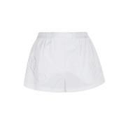 Versace Barock Broderad Bomull Poplin Shorts White, Dam