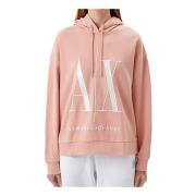 Armani Exchange Rosa Hoodie Sweatshirt med Brand Logo Pink, Dam