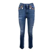 Dolce & Gabbana Kvinnors Pärlor Brutna Jeans Blue, Dam