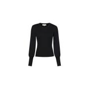 Fabienne Chapot Svart Rund Hals Ballongärm Pullover Black, Dam