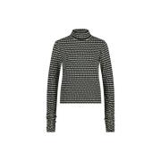 Fabienne Chapot Svart Turtleneck Top med Vit Blomtryck Black, Dam