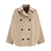 Brunello Cucinelli Dubbelknäppt kort kappa Beige, Dam