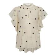 Co'Couture Volang Top Blus Off White Beige, Dam