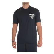 Emporio Armani Kontrast Logo T-shirt Lätt Tyg Blue, Herr