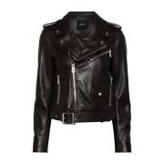 Pinko Shearling Krage Dragkedja Kappa Black, Dam