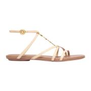 Jacquemus Gyllene Logosandaler Beige, Dam