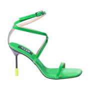 Msgm Grön Patentläder Stiliserad Klack Sandal Green, Dam