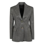 Ermanno Scervino Svart Ullblandning Herringbone Jacka Gray, Dam