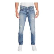 Tommy Hilfiger Blå Zip Knapp Jeans Höst/Vinter Blue, Herr