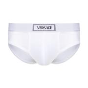 Versace Vit Bomull Slip Jersey Topp White, Herr