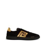 Balmain Svart Mocka Logohäl Guld Sneaker Black, Dam