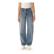 Drykorn Wide Leg High Waist Jeans Blue, Dam