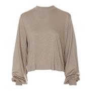 Drykorn Räfflad Longsleeve med Trumpetärmar Beige, Dam