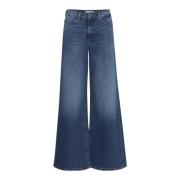 Ichi Gröna bomullsblandade jeans med fickor Blue, Dam