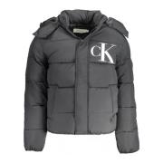 Calvin Klein Svart Huva Jacka med Logotyp Tryck Black, Herr