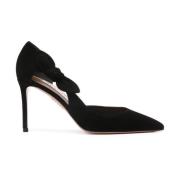 Aquazzura Svarta Mocka Bow Flats Black, Dam