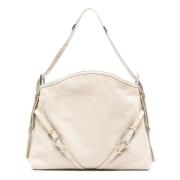 Givenchy Beige Läder Axelväska med Logotyp Beige, Dam