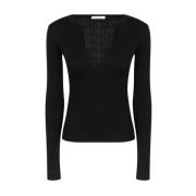 Max Mara Svart Cashmere Silk Tröja Black, Dam