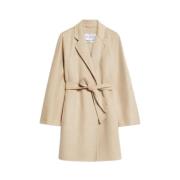 Max Mara Lyxig Ullrock Kimono Stil Beige, Dam