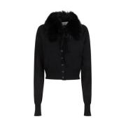 Max Mara Svart Avtagbar Krage Kofta Black, Dam