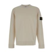 Stone Island Vit Crewneck Logo Patch Sweater White, Herr