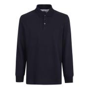 Brunello Cucinelli Blå Polo Skjorta Långärmad Blue, Herr