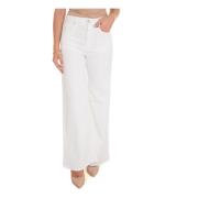 Tramarossa Wide Leg Denim Jeans med Jewel Button White, Dam