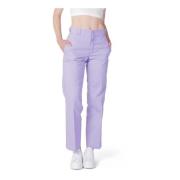 Dickies Lila Dragkedja Knapp Byxor Vår Sommar Purple, Dam